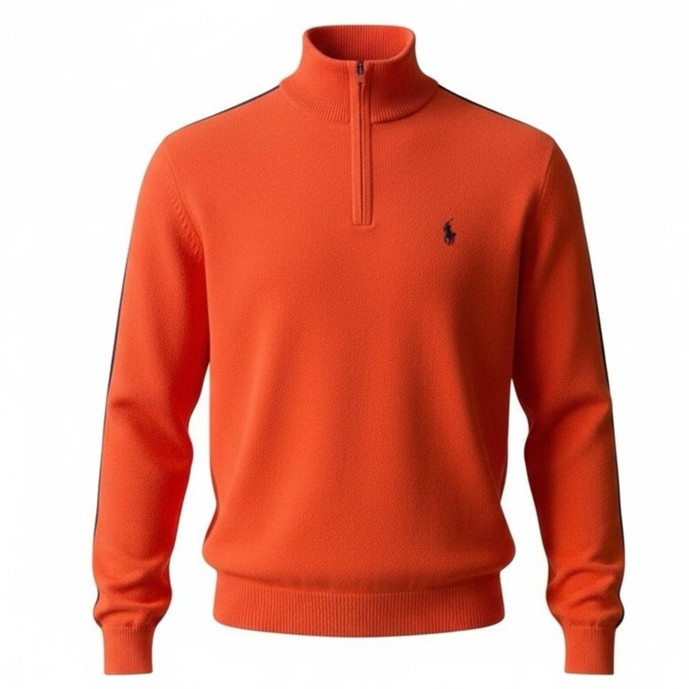 Polo Golf by Ralph Lauren Men's Vibrant Orange 1/4 Zip Sweater‎